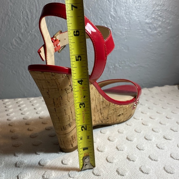 NINE WEST Red Patent Leather Cork Wedge - Picture 15 of 16